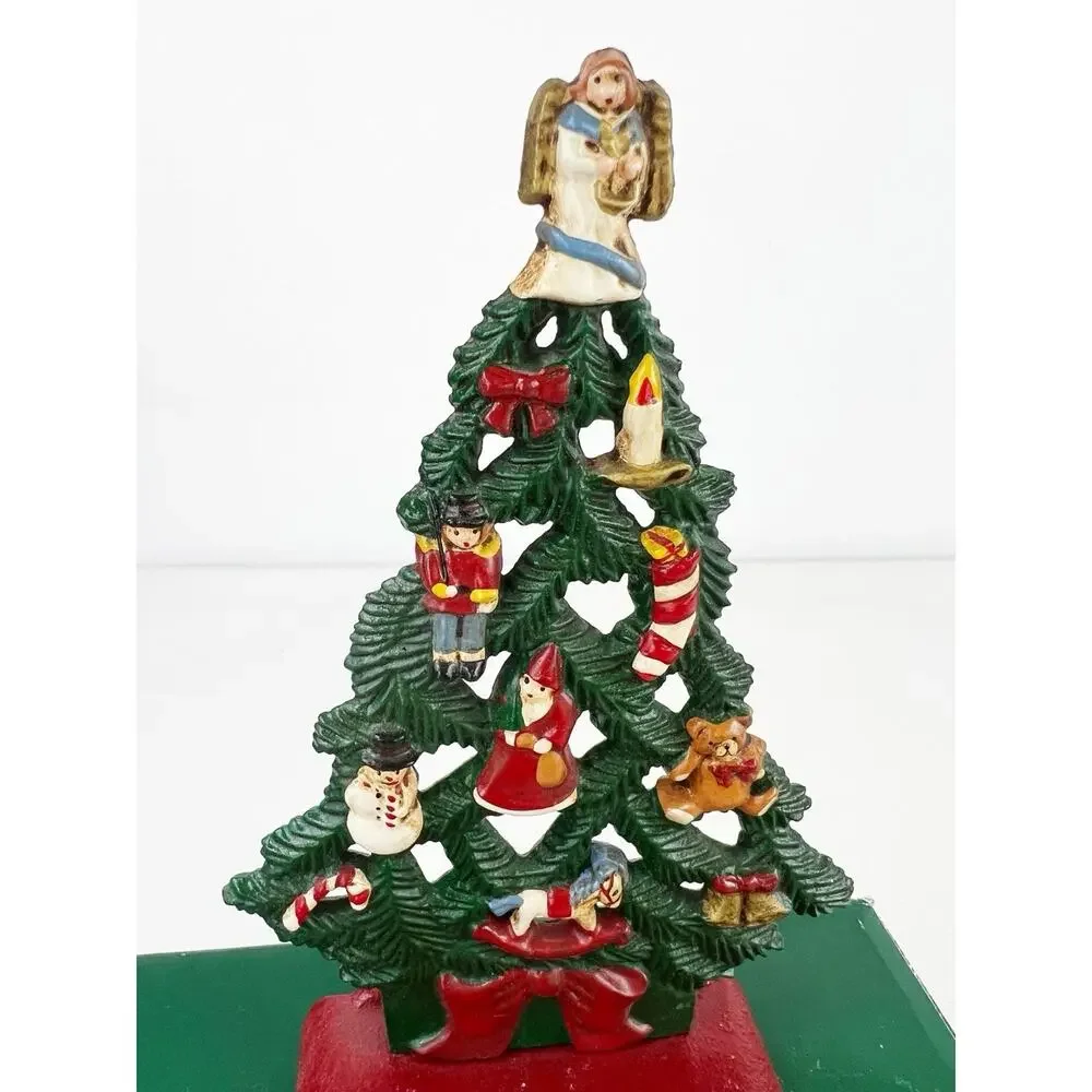 Vtg Midwest Cannon Falls Cast Iron Christmas Tree Holiday Stocking Holder Hanger